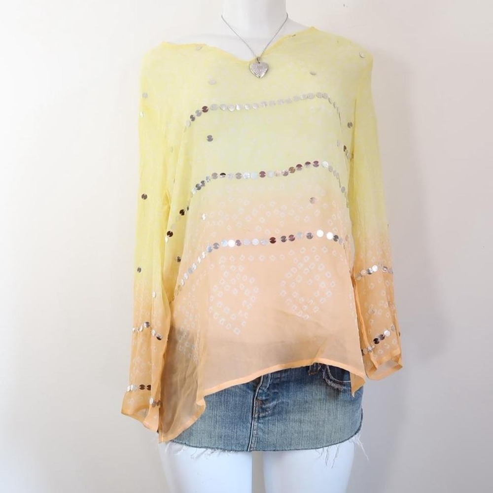 yellow ombre sequin blouse